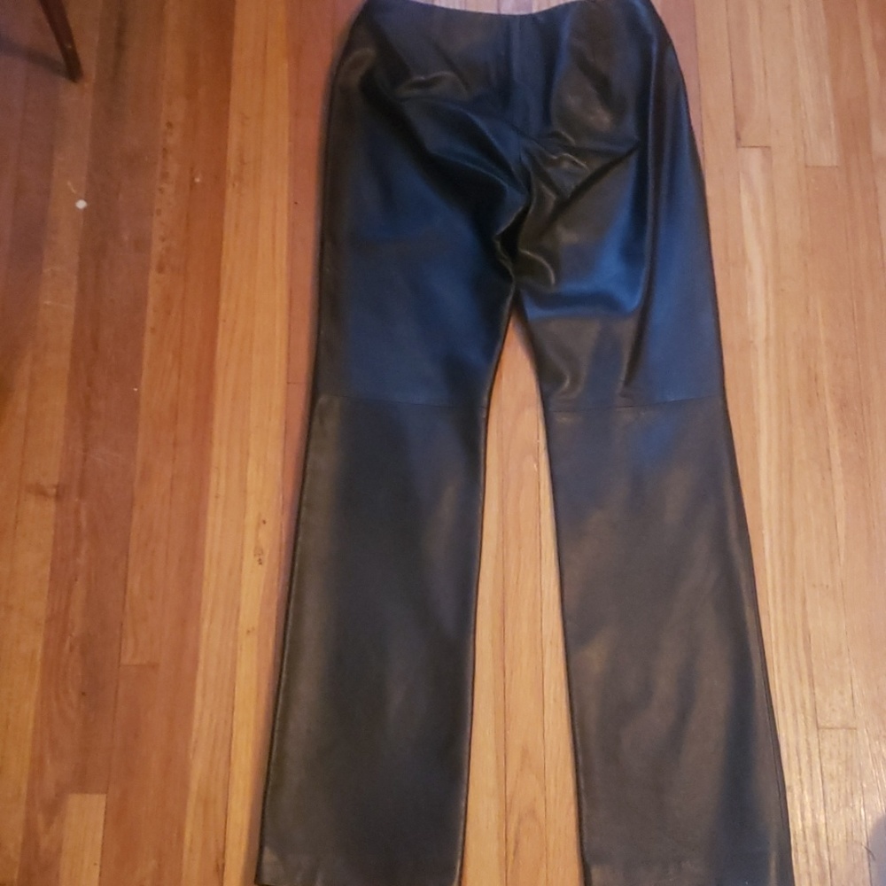 Women's Straight Leg Leather Pants - Black - Picture 4 of 11